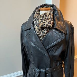 LNR – Soft Lambskin Black Leather Double-breasted Jacket w/2 Front Flip Pockets